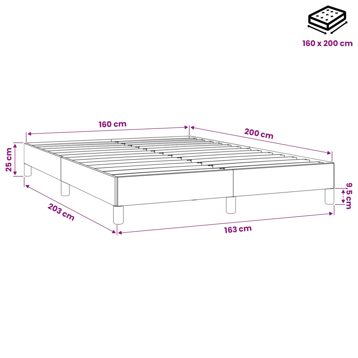 Bettgestell ohne Matratze Schwarz 160x200 cm Samt