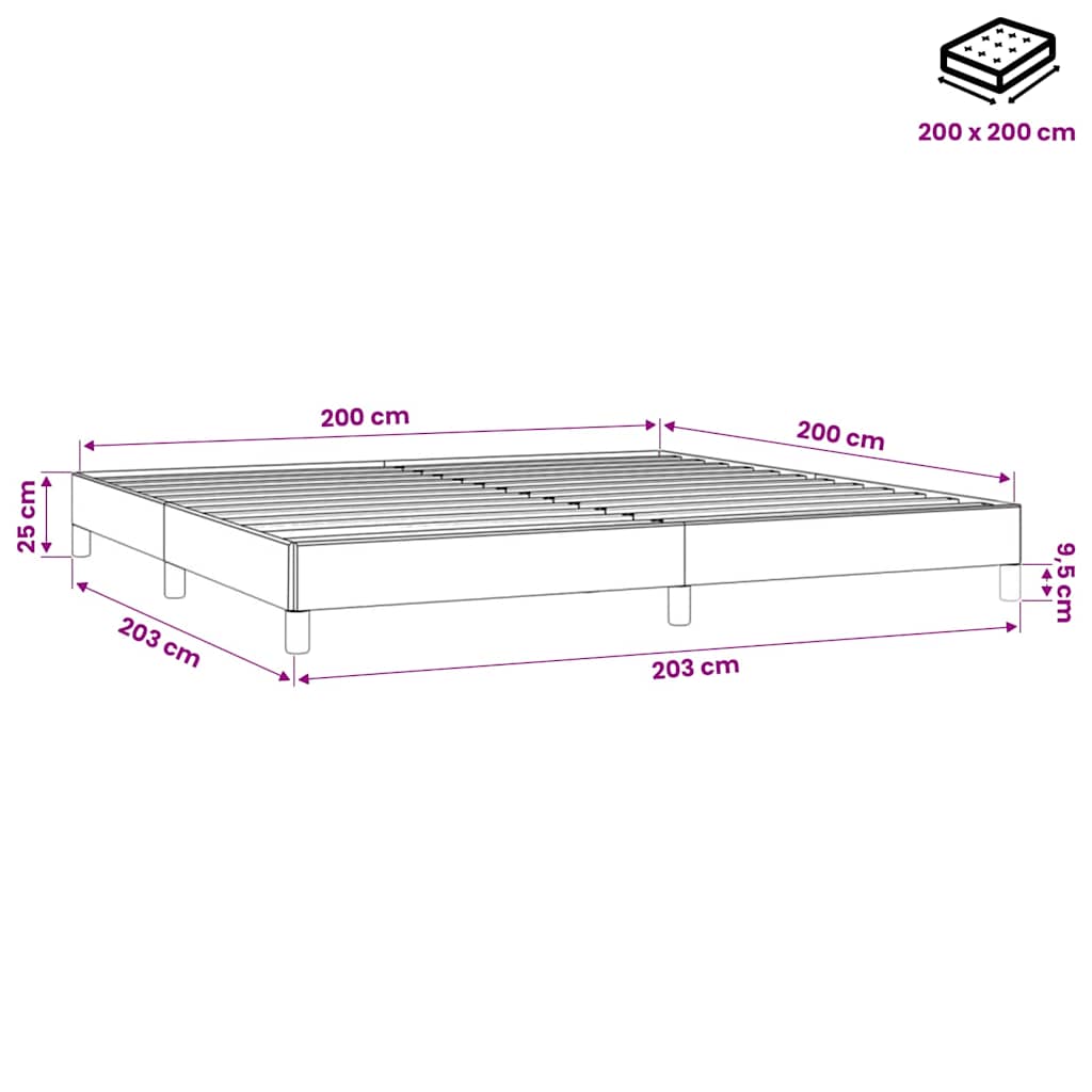 Bettgestell ohne Matratze Dunkelgrau 200x200 cm Samt