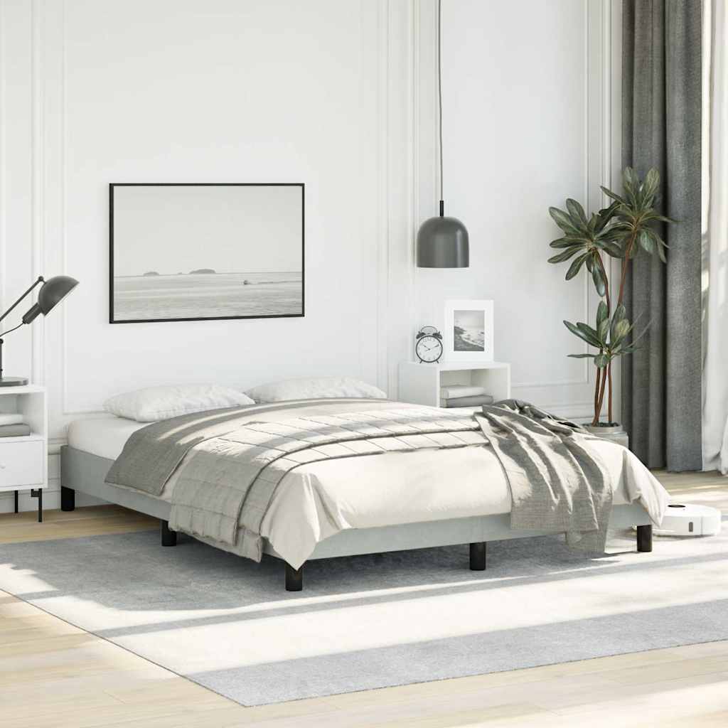 Bettgestell ohne Matratze Hellgrau 137x190 cm Vollvelours