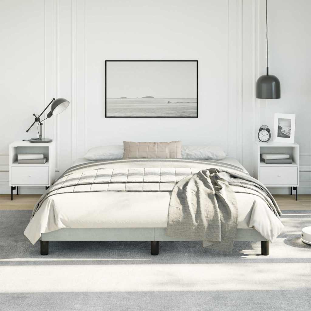Bettgestell ohne Matratze Hellgrau 152x203 cm Queen-Size Samt