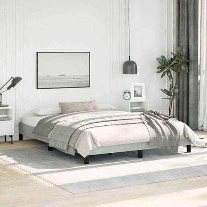 Bettgestell ohne Matratze Hellgrau 152x203 cm Queen-Size Samt