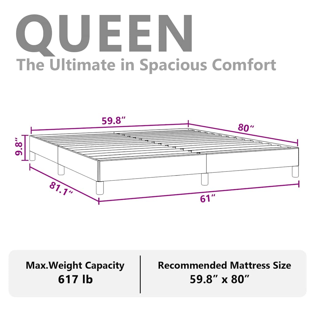 Bettgestell ohne Matratze Hellgrau 152x203 cm Queen-Size Samt