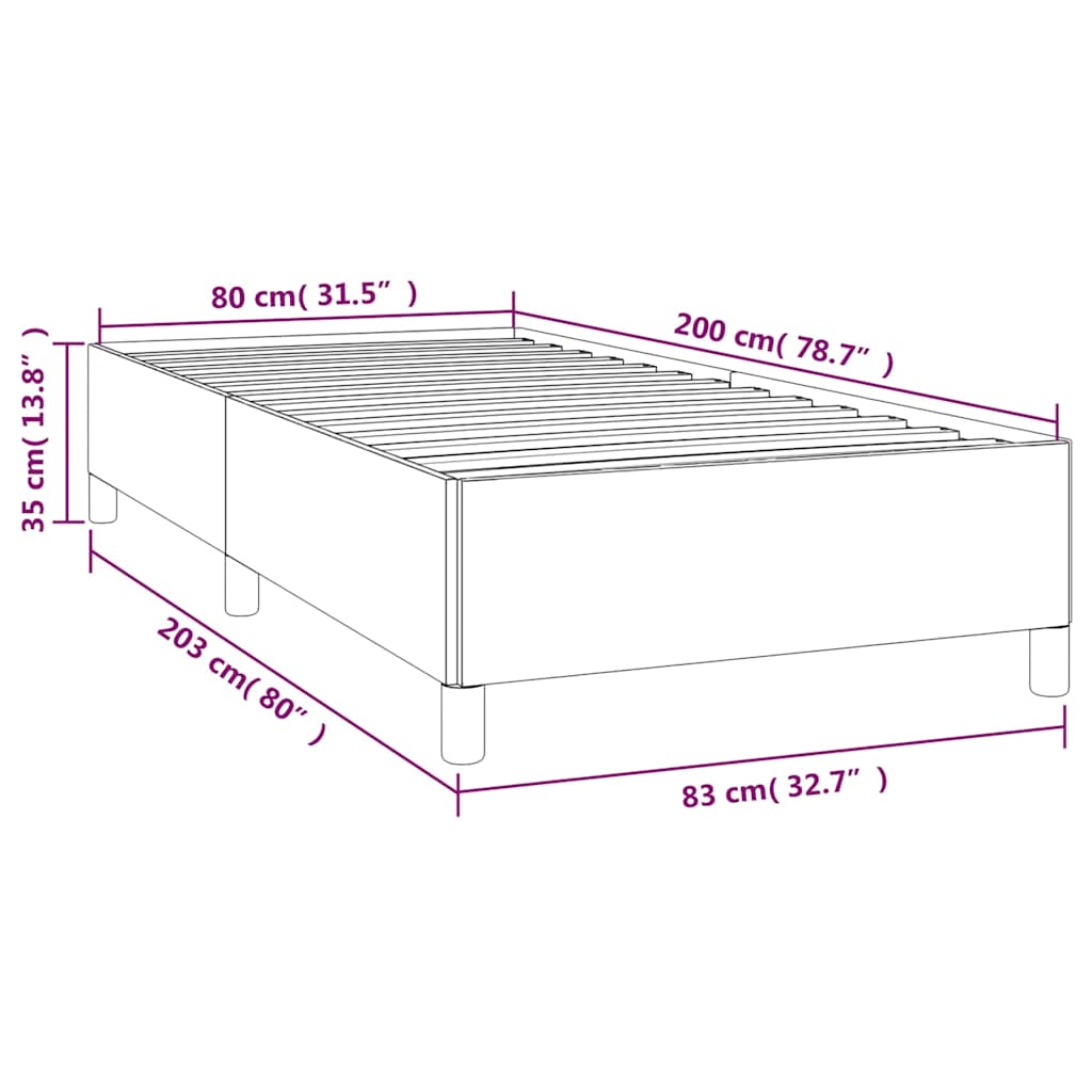 Bettgestell ohne Matratze Dunkelgrau 80x200 cm Stoff
