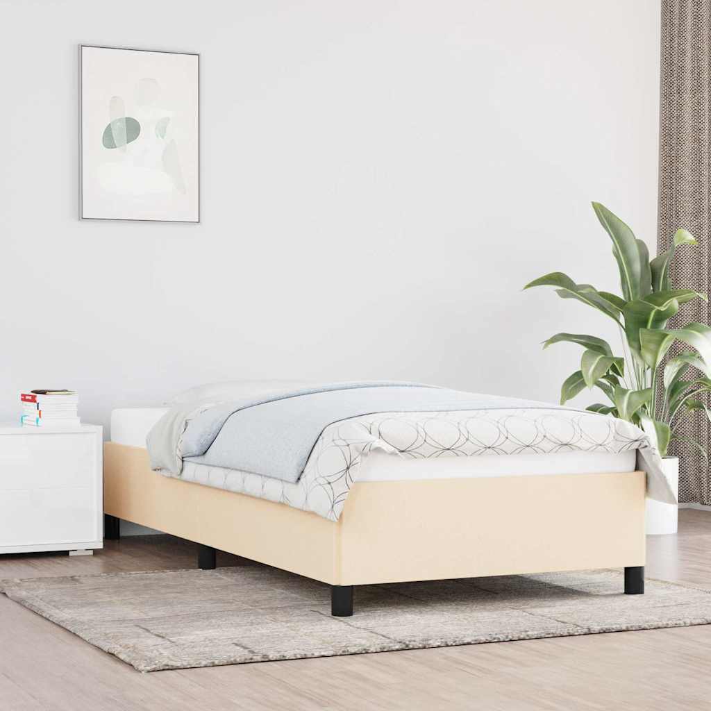 Bettgestell ohne Matratze Creme 80x200 cm Stoff