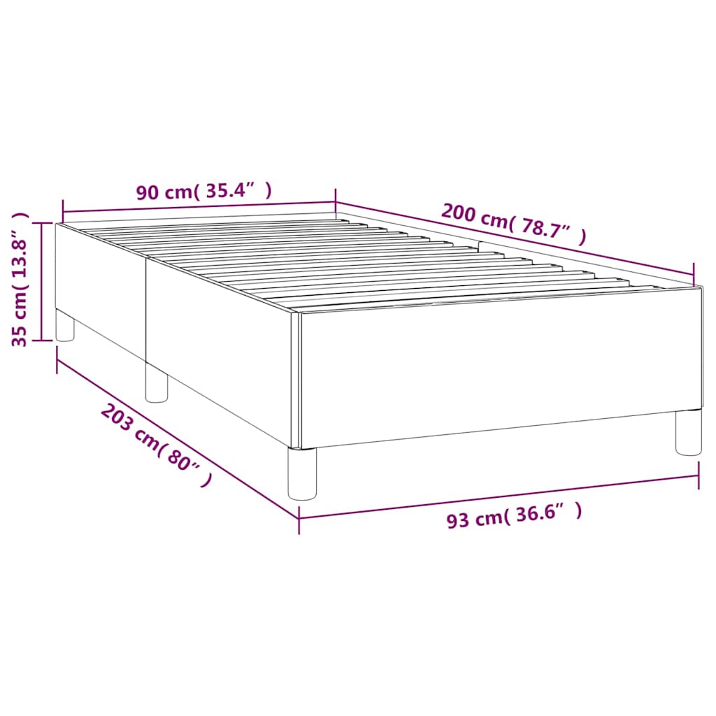 Bettgestell ohne Matratze Dunkelgrau 90x200 cm Stoff