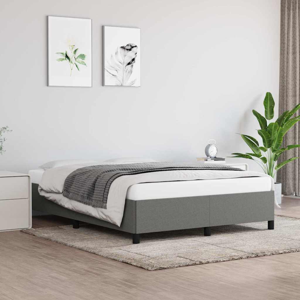 Bettgestell ohne Matratze Dunkelgrau 140x190 cm Stoff