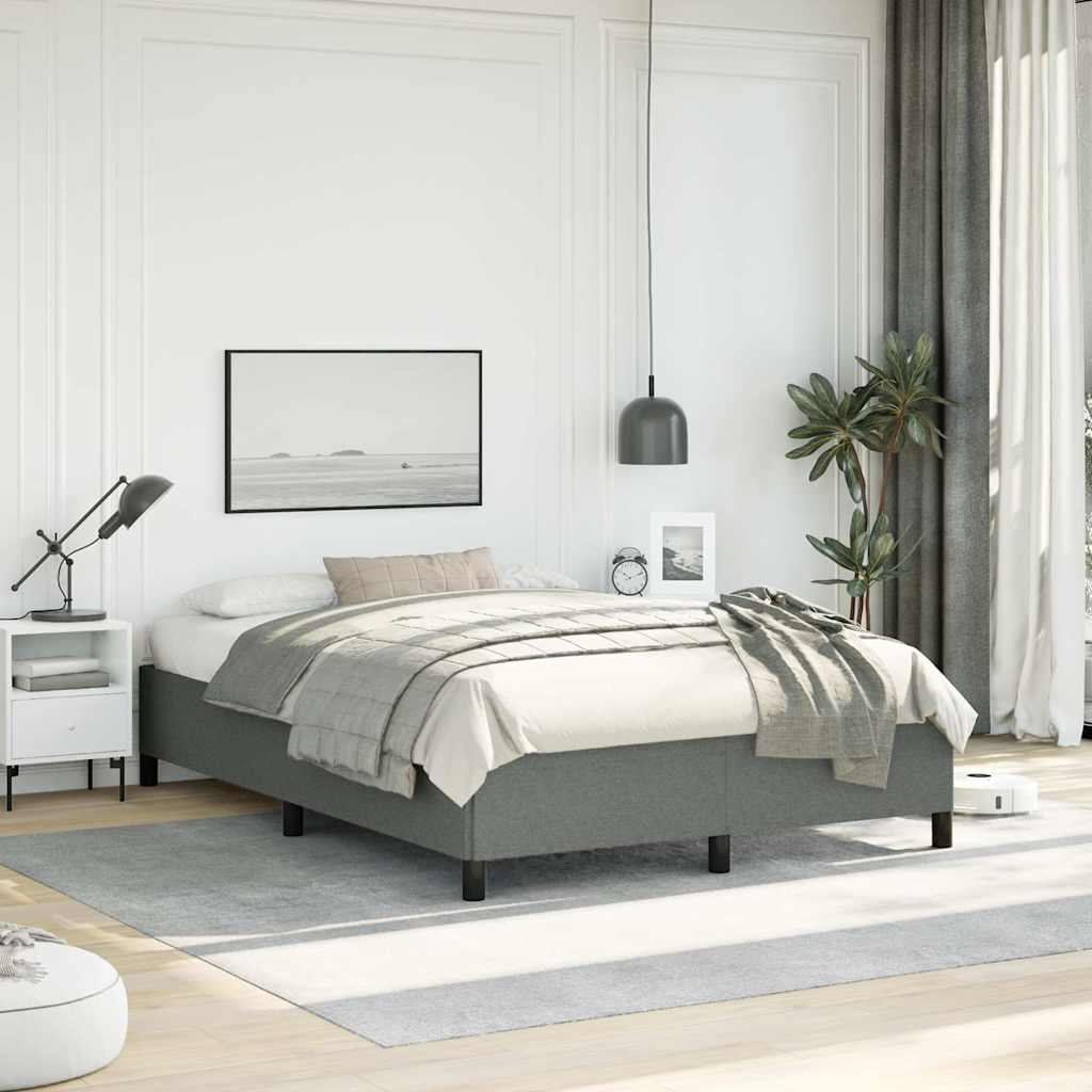 Bettgestell ohne Matratze Dunkelgrau 137x190 cm Stoff