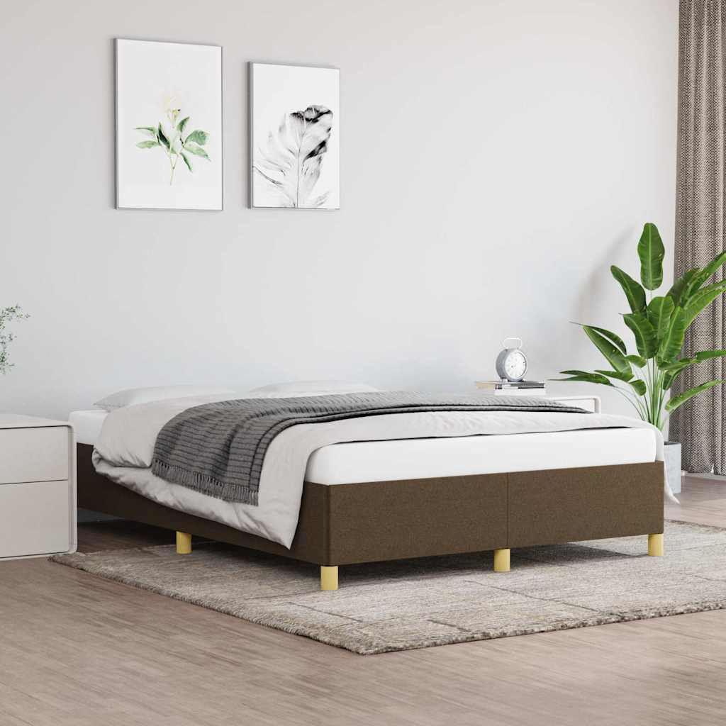 Bettgestell ohne Matratze Dunkelbraun 140x200 cm Stoff