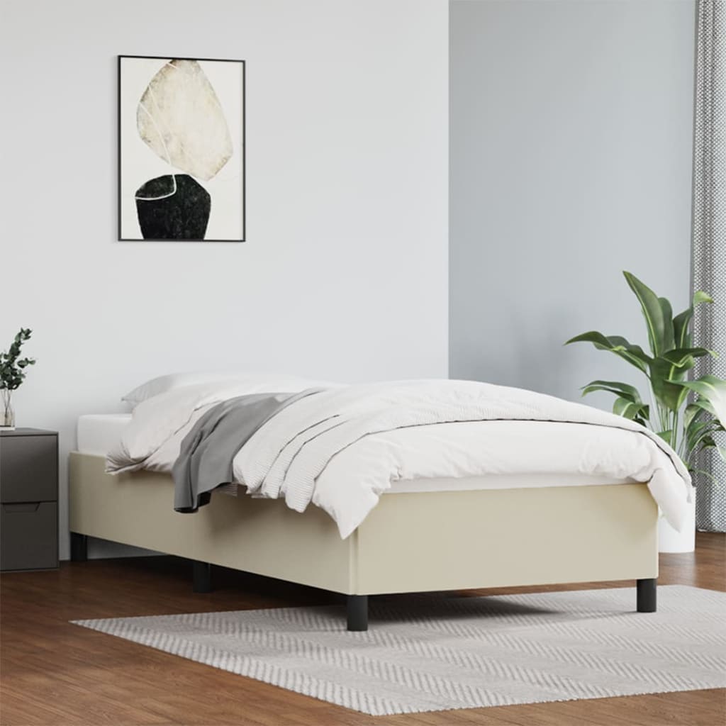 Bettgestell Creme 90x190 cm Kunstleder