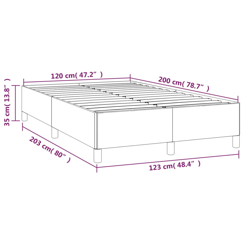 Bettgestell Grau 120x200 cm Kunstleder