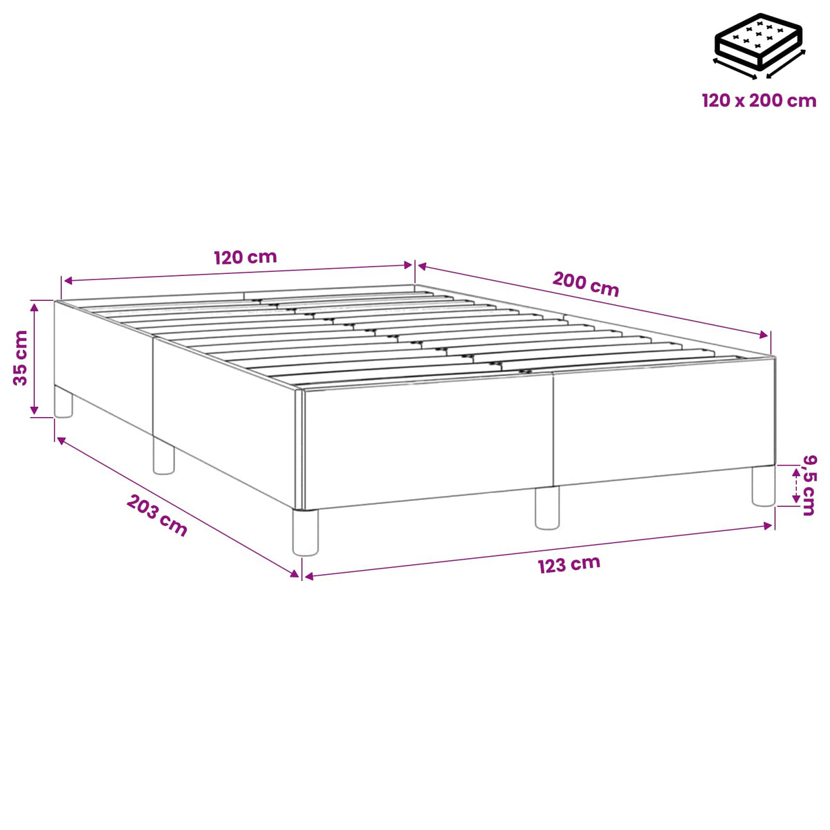 Bettgestell ohne Matratze Dunkelgrau 120x200 cm Samt