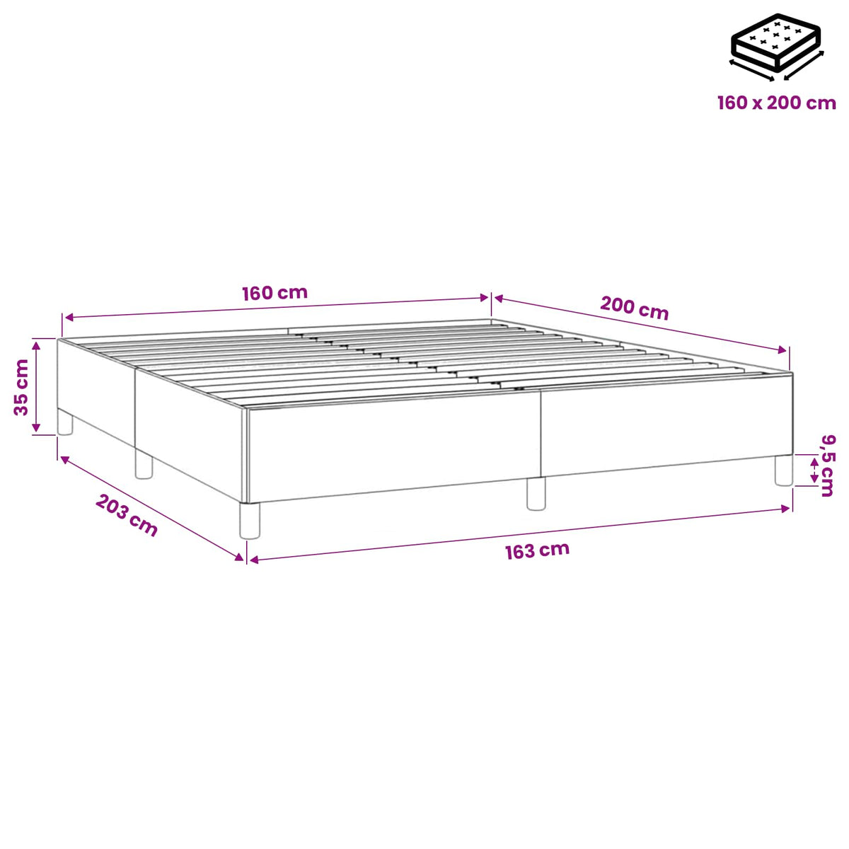 Bettgestell ohne Matratze Hellgrau 160x200 cm Samt