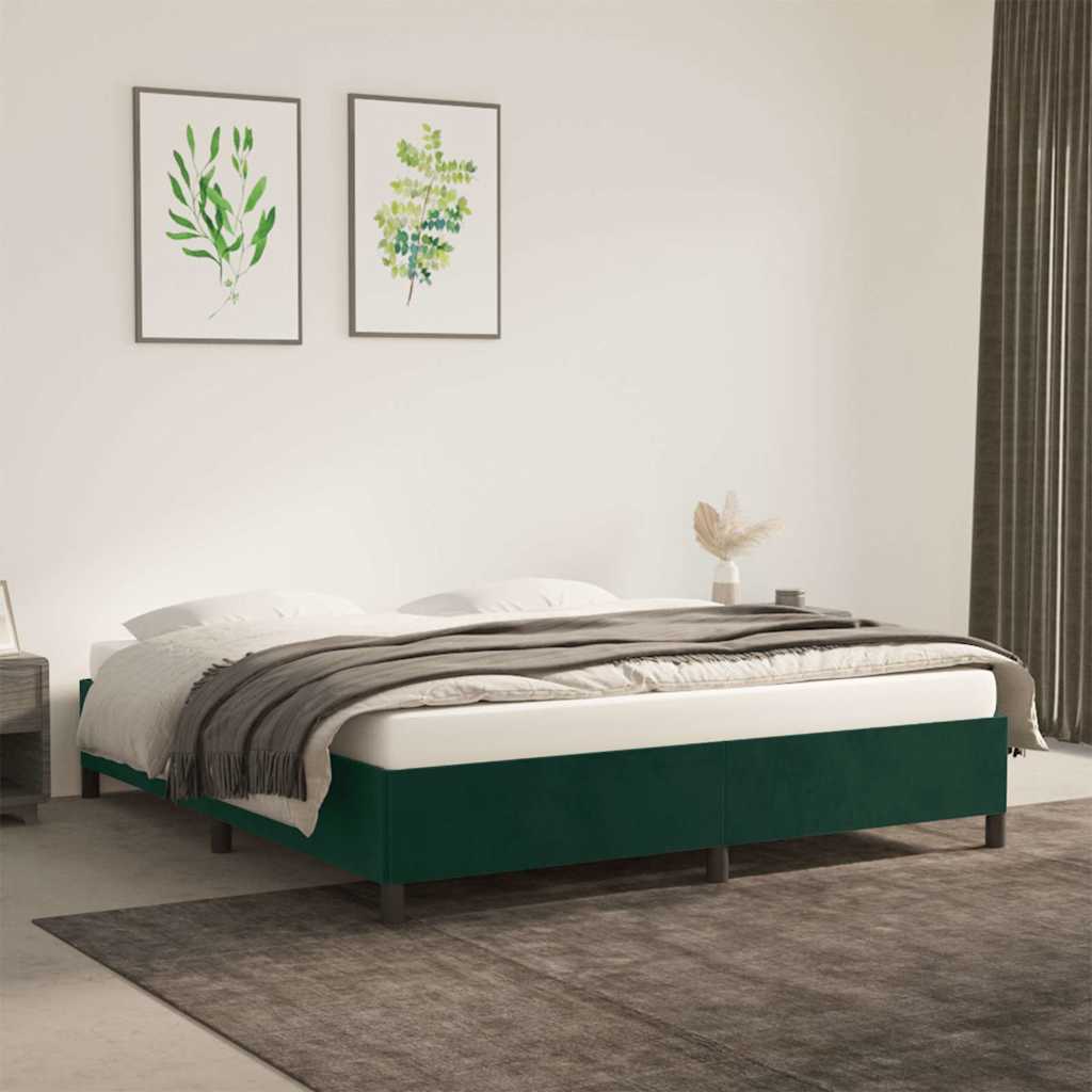 Bettgestell ohne Matratze Dunkelgrün 180x200 cm Samt