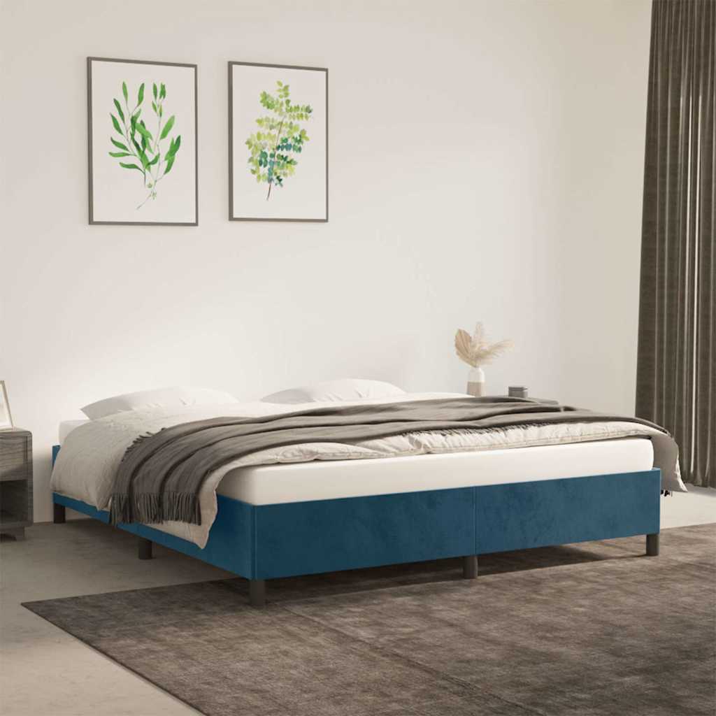Bettgestell ohne Matratze Dunkelblau 180x200 cm Samt