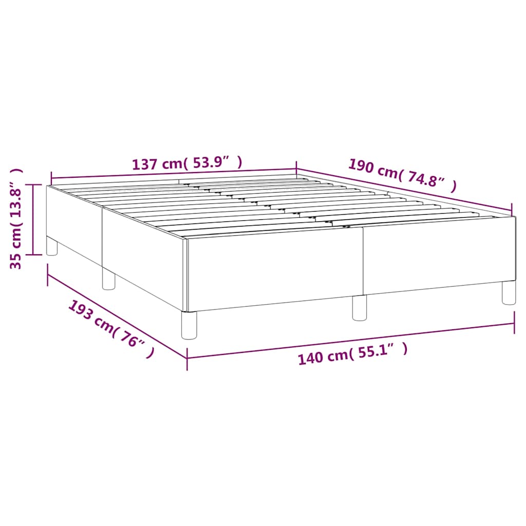 Bettgestell ohne Matratze Hellgrau 137x190 cm Samt