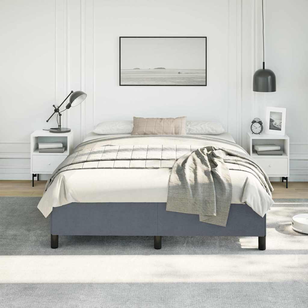 Bettgestell ohne Matratze Dunkelgrau 137x190 cm Samt