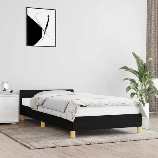 Bed frame with headboard without mattress Black 80x200 cm fabric