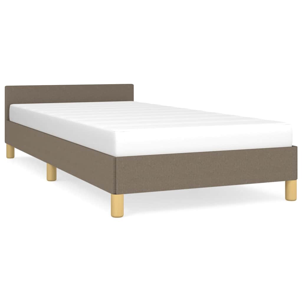 Bed frame with headboard without mattress Taupe 80x200 cm fabric