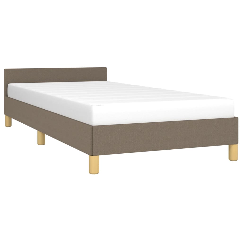 Bed frame with headboard without mattress Taupe 80x200 cm fabric