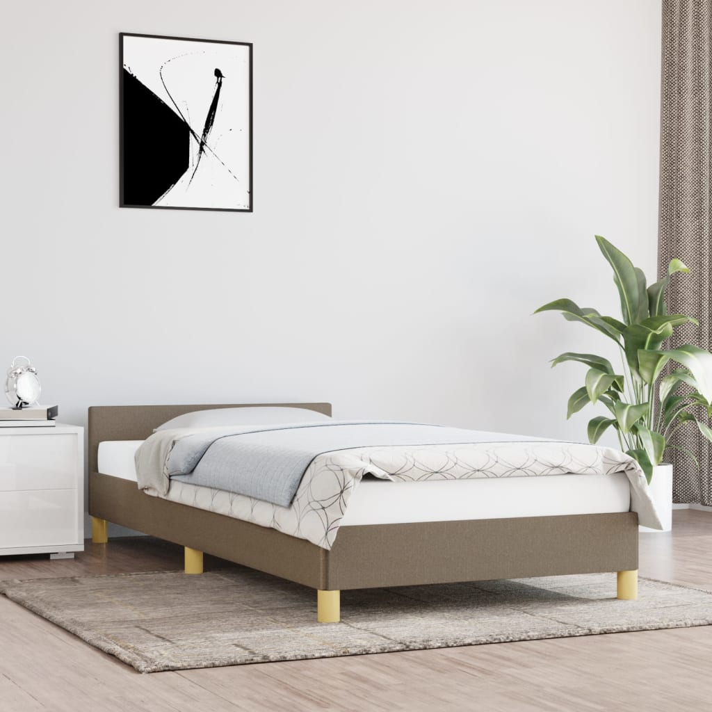 Bed frame with headboard without mattress Taupe 80x200 cm fabric