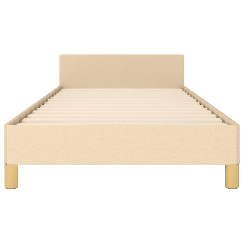 Bed frame with headboard without mattress cream 80x200 cm fabric