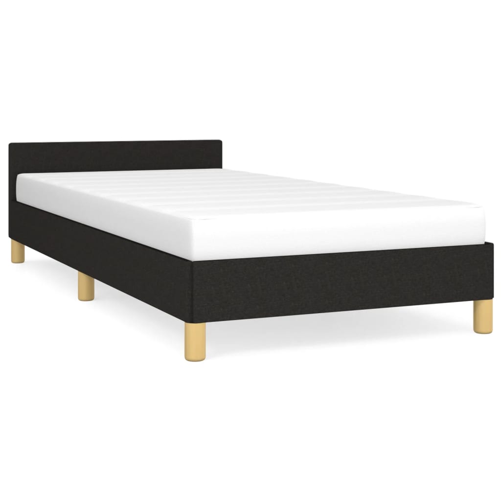 Bed frame with headboard without mattress Black 90x190 cm fabric