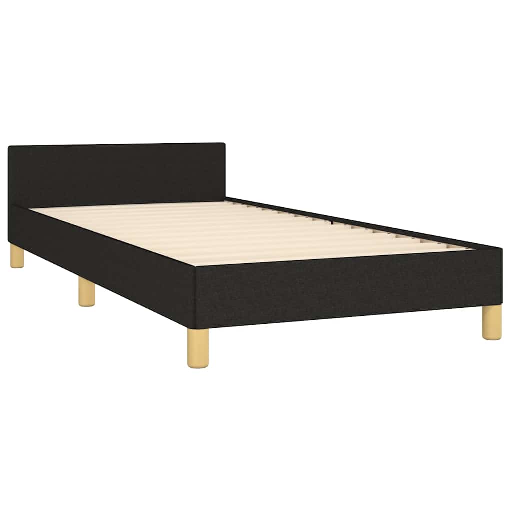 Bed frame with headboard without mattress Black 90x190 cm fabric