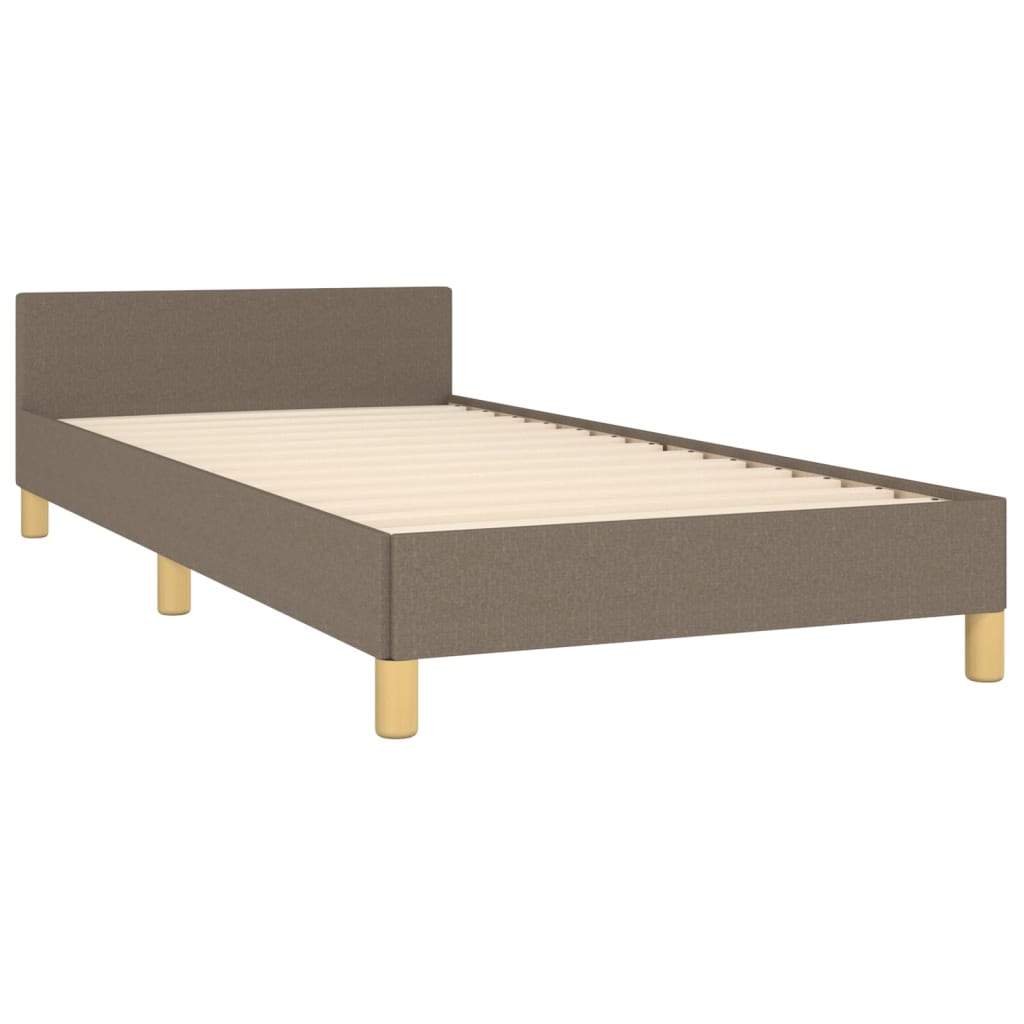 Bed frame with headboard without mattress Taupe 90x190 cm fabric