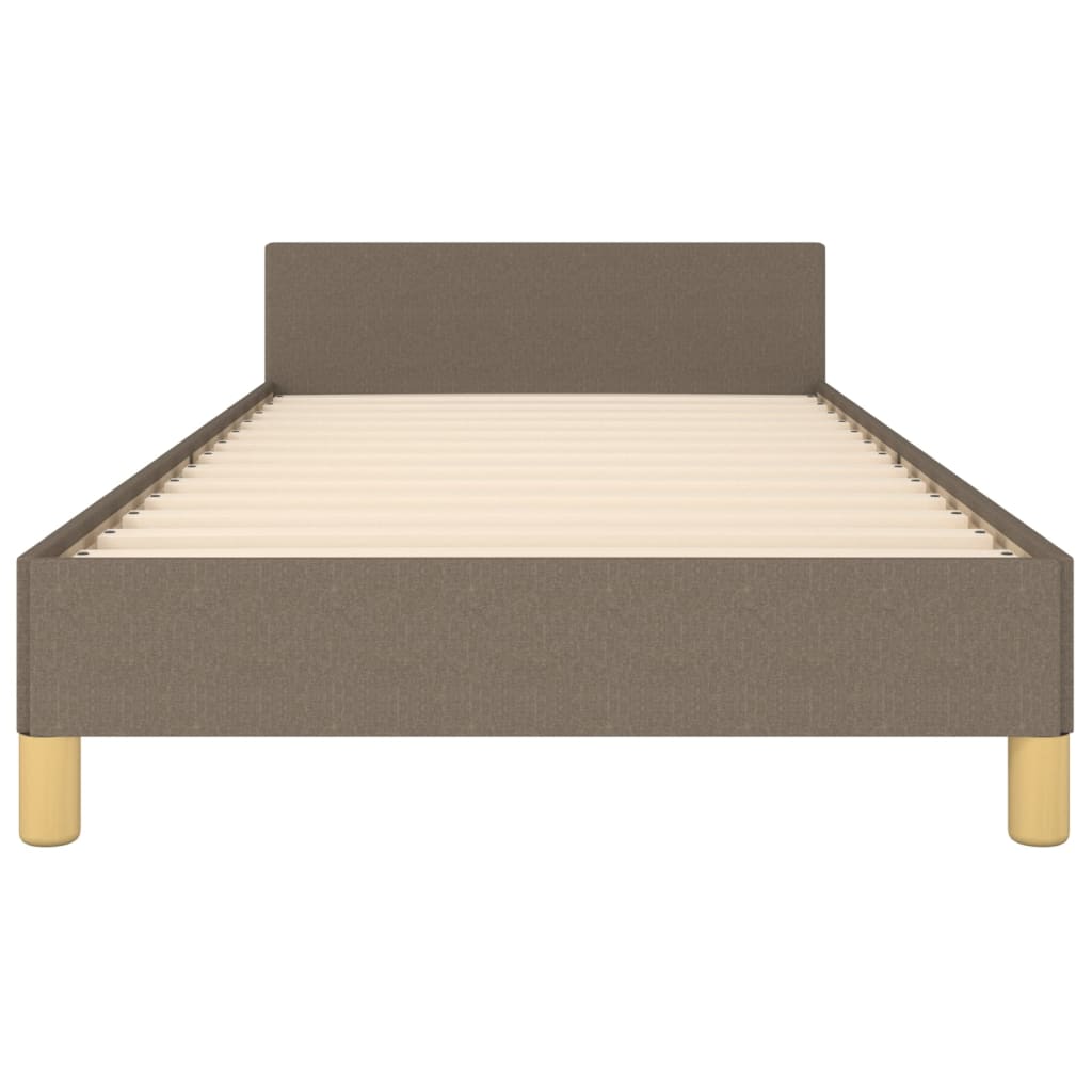 Bed frame with headboard without mattress Taupe 90x190 cm fabric