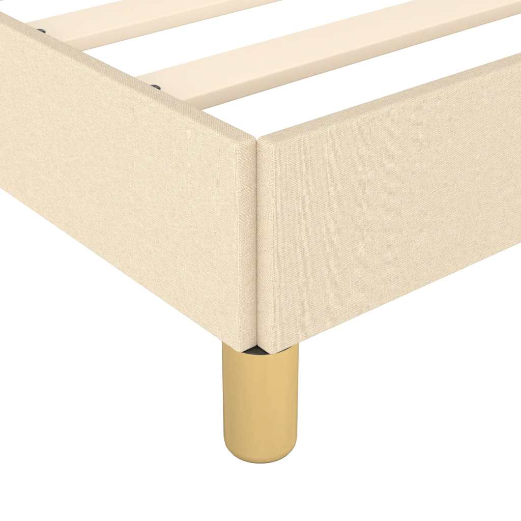 Bed frame with headboard without mattress cream 90x190 cm fabric