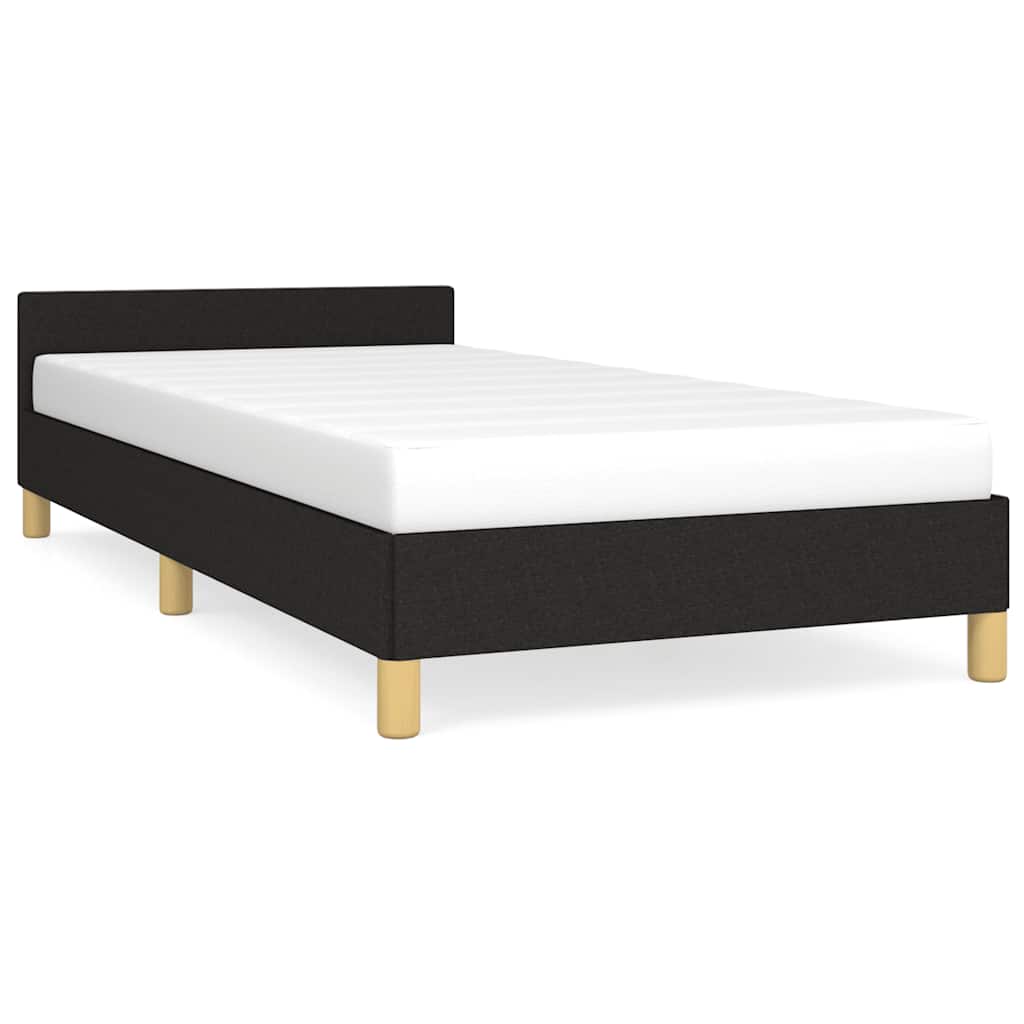 Bed frame with headboard without mattress Black 90x200 cm fabric
