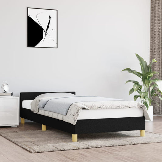 Bed frame with headboard without mattress Black 90x200 cm fabric