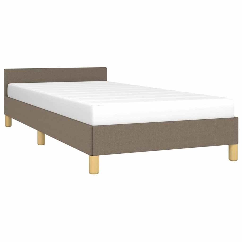 Bed frame with headboard without mattress Taupe 90x200 cm fabric