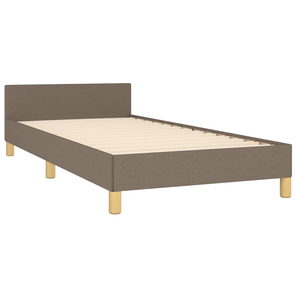 Bed frame with headboard without mattress Taupe 90x200 cm fabric
