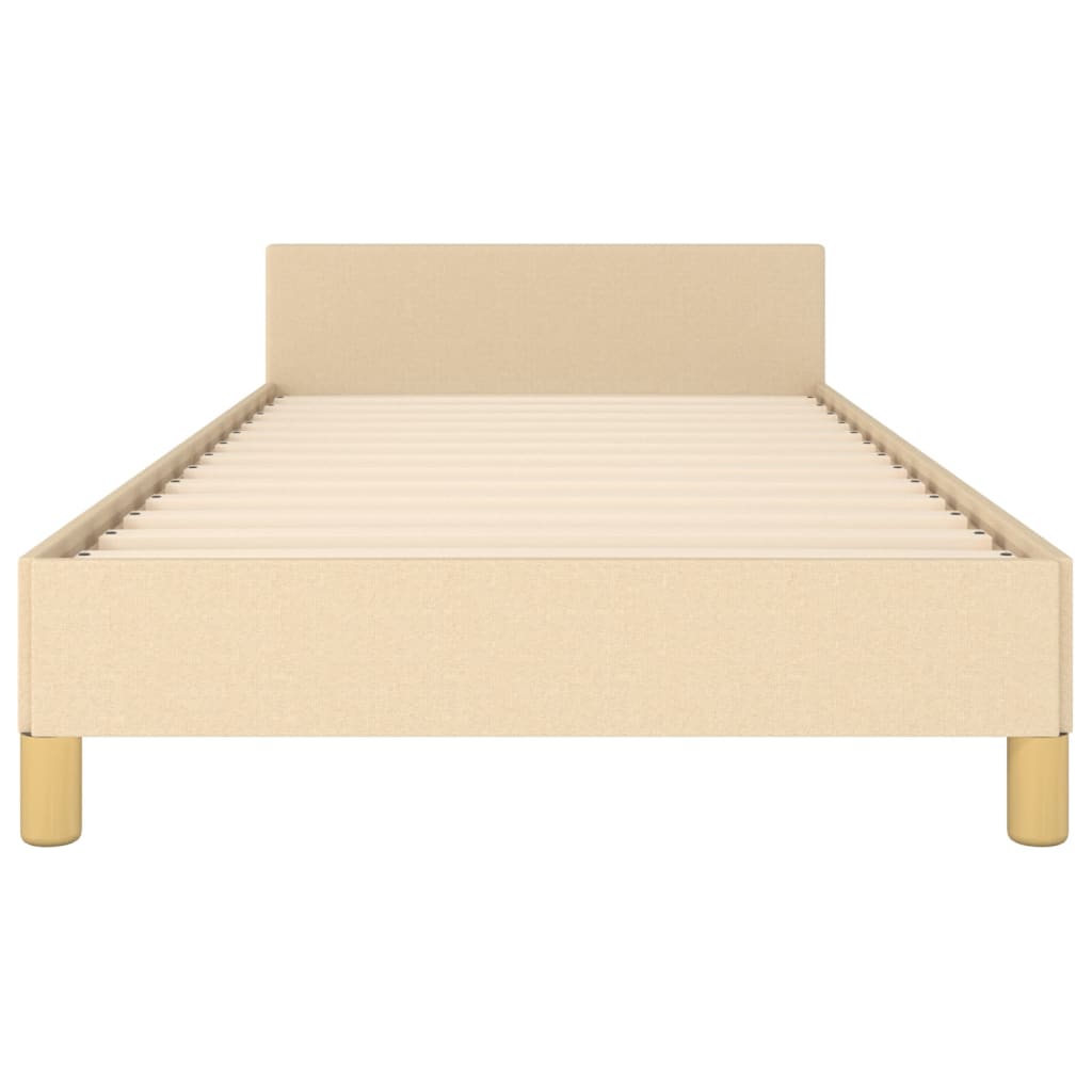 Bed frame with headboard without mattress cream 90x200 cm fabric