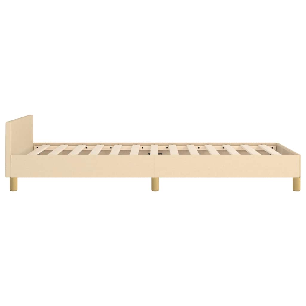 Bed frame with headboard without mattress cream 90x200 cm fabric