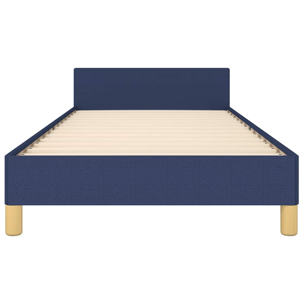 Bed frame with headboard without mattress blue 90x200 cm fabric