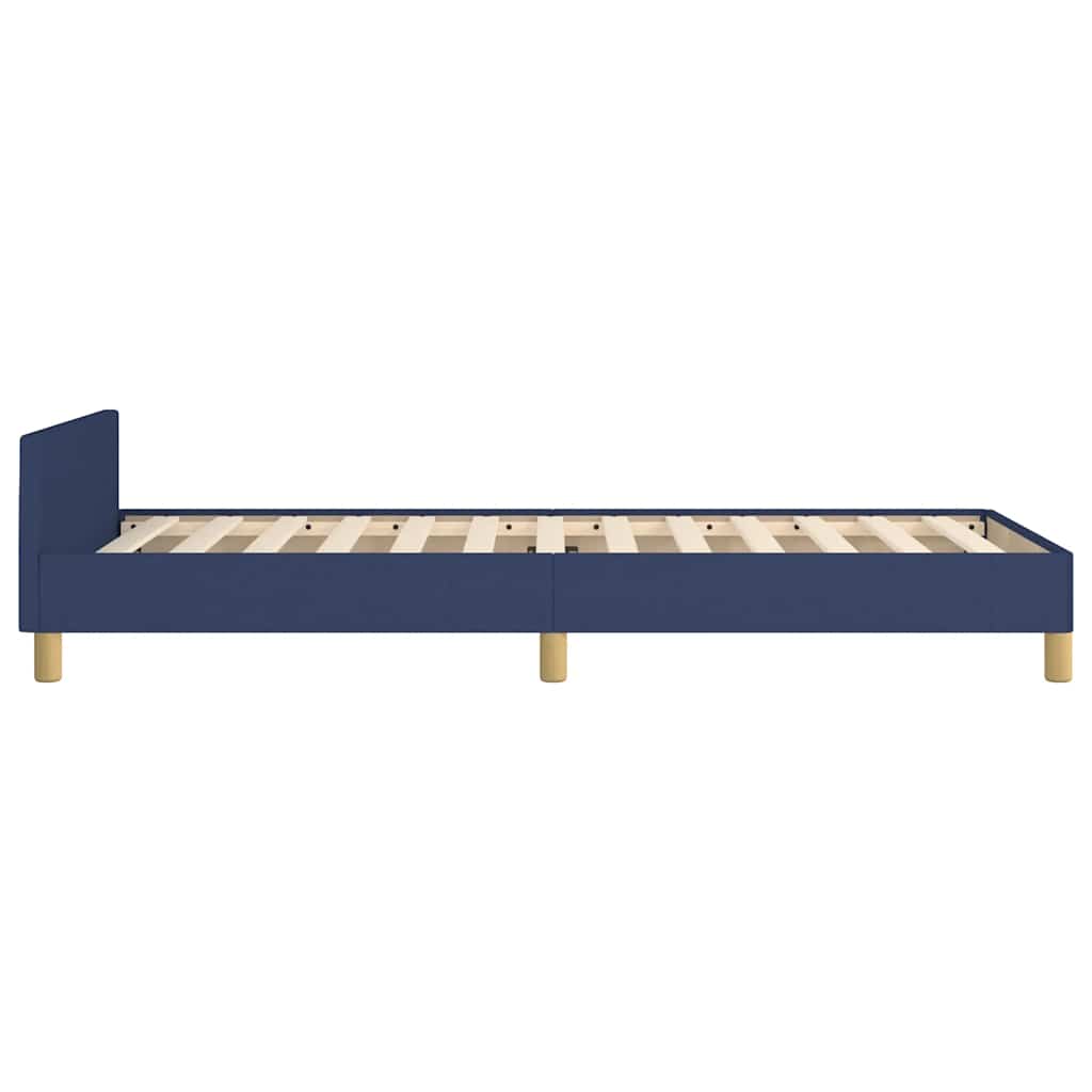 Bed frame with headboard without mattress blue 100x200 cm fabric