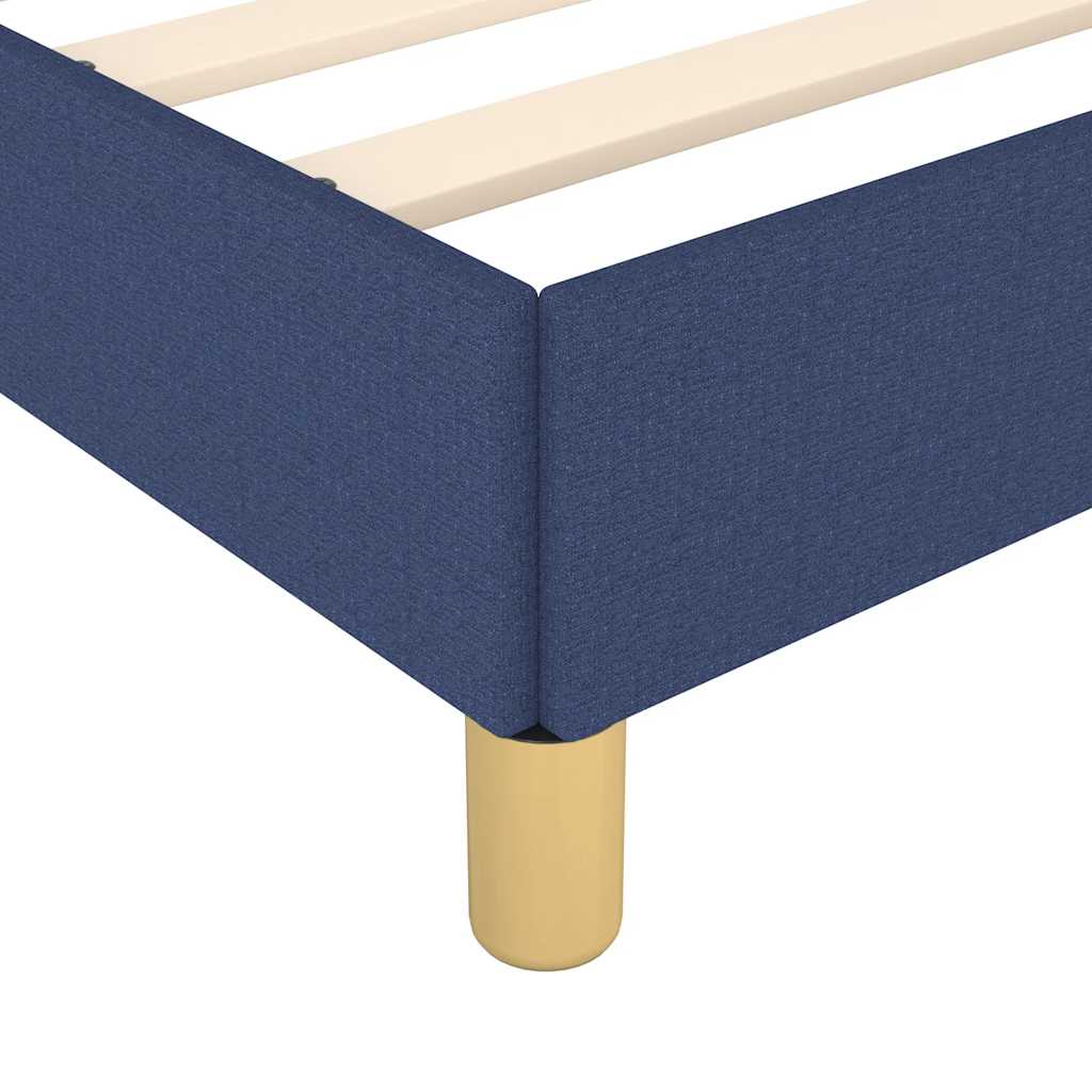 Bed frame with headboard without mattress blue 100x200 cm fabric