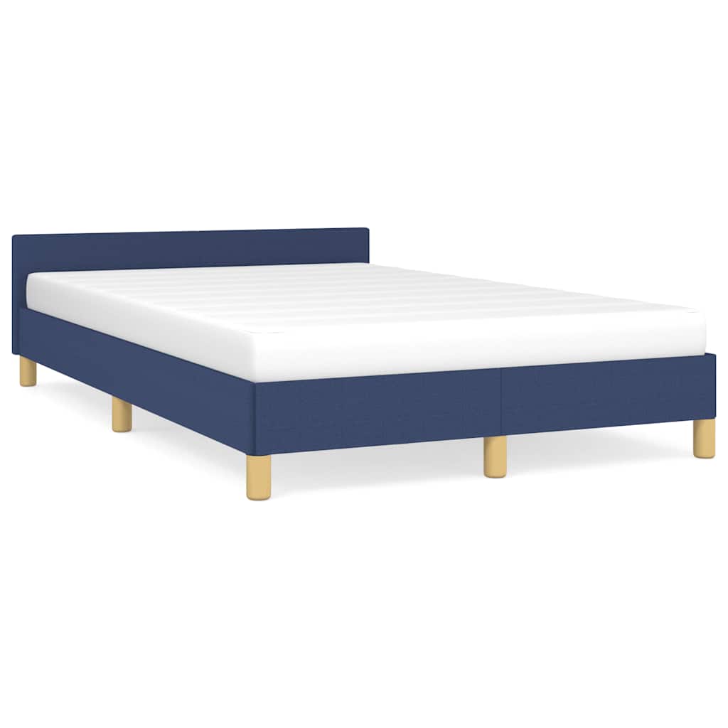 Bed frame with headboard without mattress Blue 120x200 cm fabric