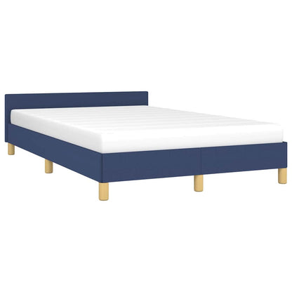 Bettgestell mit Kopfteil ohne Matratze Blau 120x200 cm Stoff