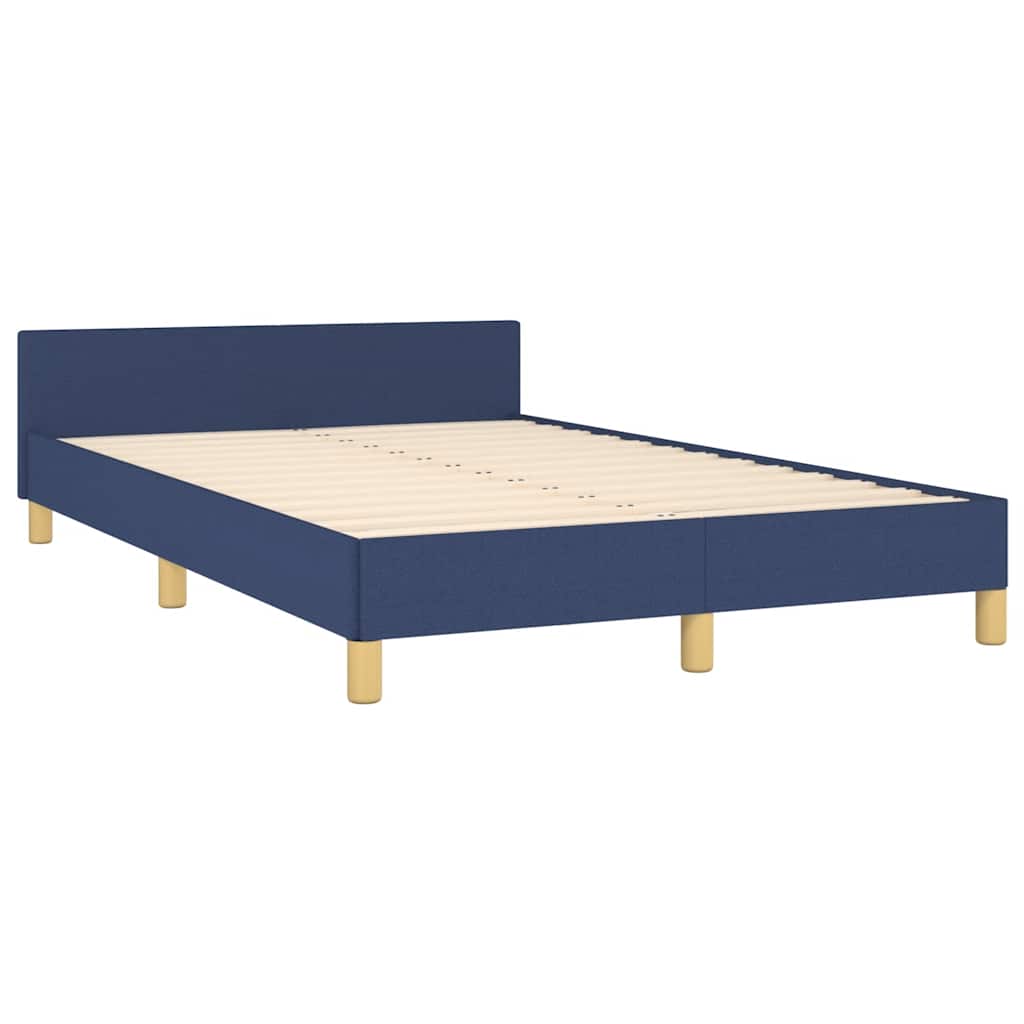 Bed frame with headboard without mattress Blue 120x200 cm fabric