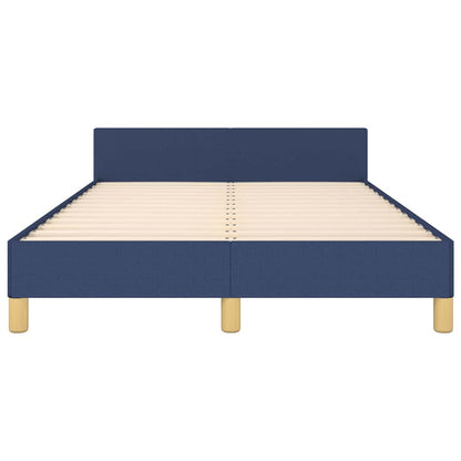 Bettgestell mit Kopfteil ohne Matratze Blau 120x200 cm Stoff