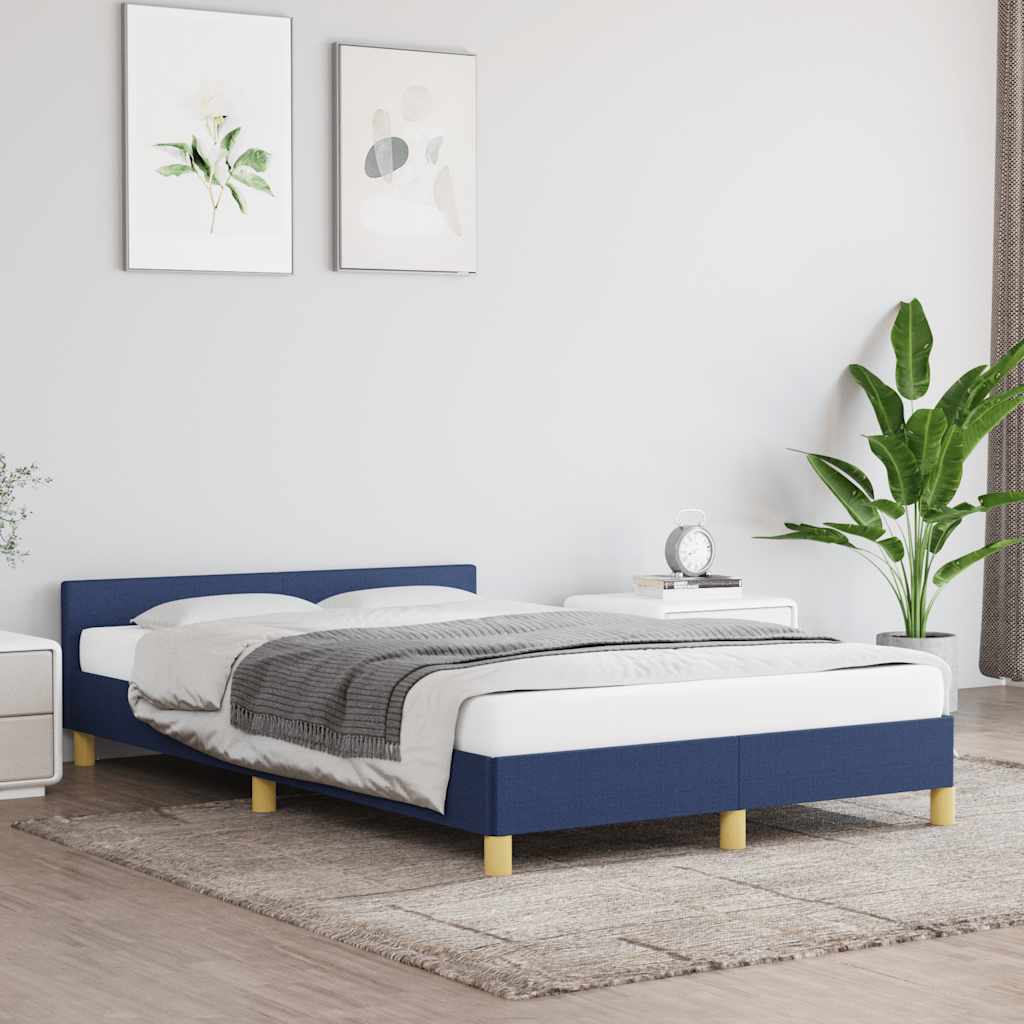 Bed frame with headboard without mattress Blue 120x200 cm fabric