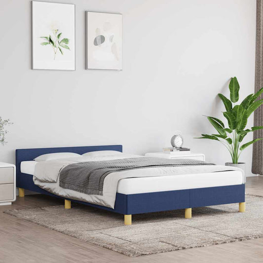 Bed frame with headboard without mattress Blue 120x200 cm fabric
