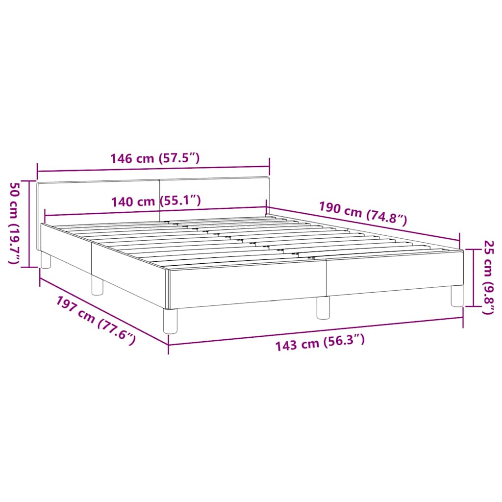 Bettgestell ohne Matratze Hellgrau 140x190 cm Stoff
