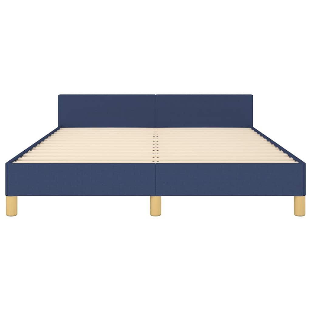 Bed frame with headboard without mattress blue 140x190 cm fabric