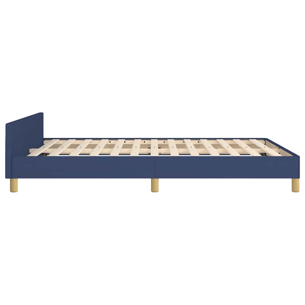 Bed frame with headboard without mattress blue 140x190 cm fabric