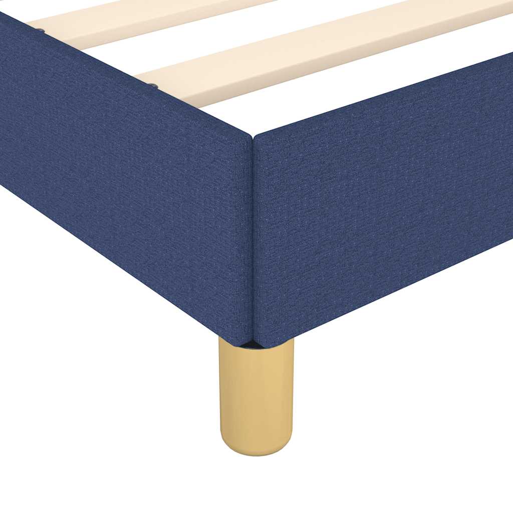 Bed frame with headboard without mattress blue 140x190 cm fabric