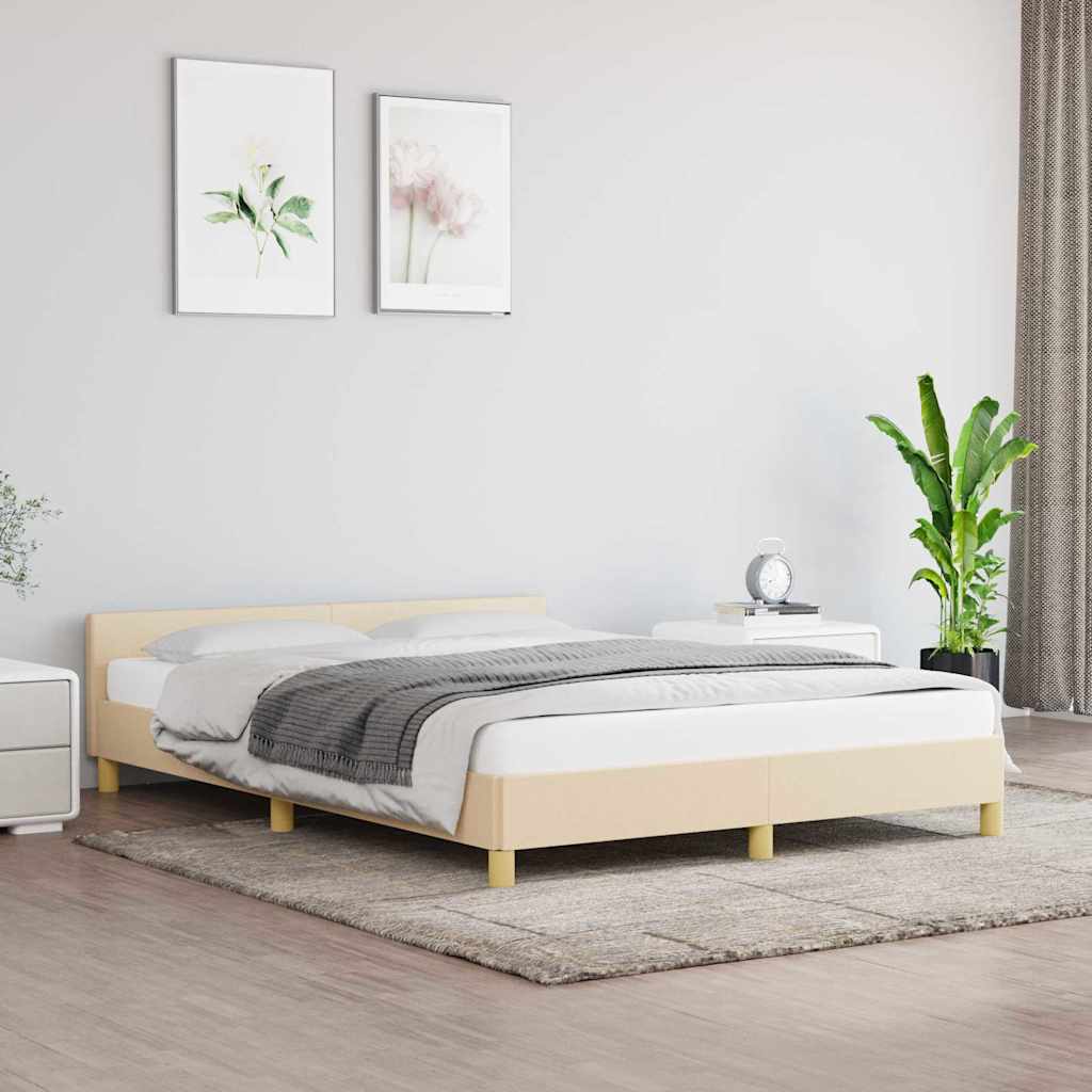 Bettgestell ohne Matratze Creme 140x200 cm Stoff